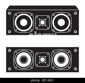 Altoparlante centrale. Apparecchiature audio. Vettore di prospettiva Illustrazione Vettoriale