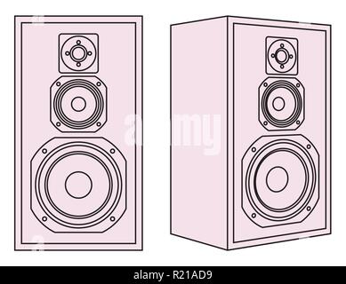 Altoparlante. Apparecchiature audio. Vettore di prospettiva Illustrazione Vettoriale