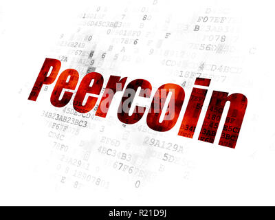 Concetto Blockchain: Peercoin su sfondo digitale Foto Stock