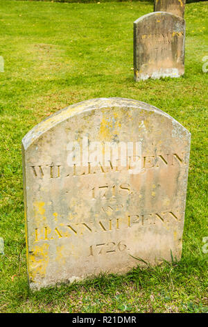 Tomba di William Penn e sua moglie Hannah e la loro famiglia a Jordans amici Meeting House, Jordans, Buckinghamshire, Inghilterra Foto Stock