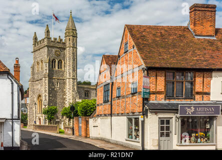 Edifici con travi in legno in Old Amersham, Buckinghamshire, il Chilterns, Inghilterra Foto Stock