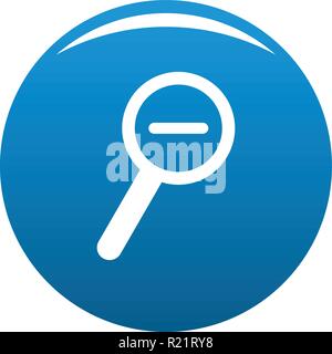 Ingrandimento cursore icona meno vettore cerchio blu isolato su sfondo bianco Illustrazione Vettoriale