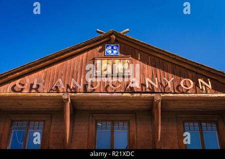 Grand Canyon Railway Depot, il Parco Nazionale del Grand Canyon, Arizona USA Foto Stock
