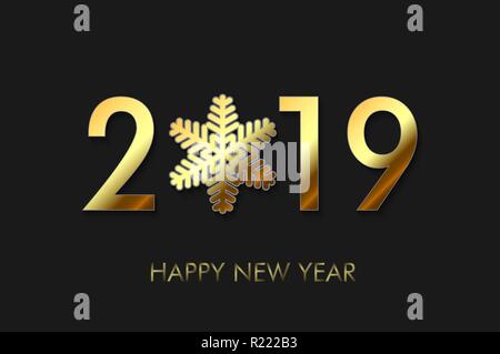 Felice Anno Nuovo 2019 sfondo. Biglietto di auguri design Illustrazione Vettoriale