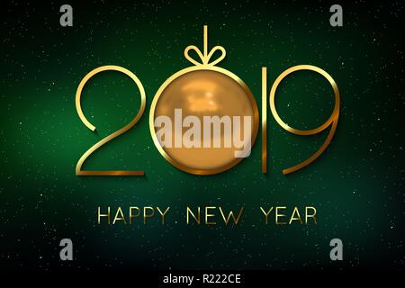 Felice Anno Nuovo 2019 sfondo. Biglietto di auguri design Illustrazione Vettoriale