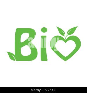 Green bio icona per cibo sano illustrazione vettoriale EPS10 Illustrazione Vettoriale