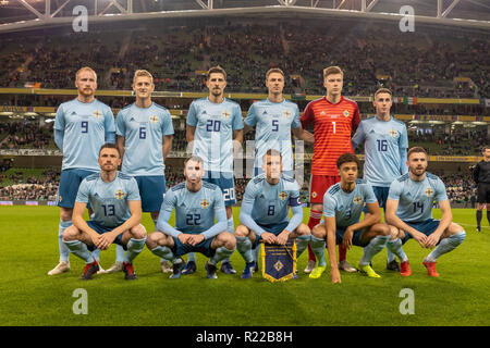 Dublino, Irlanda. Xv Nov, 2018. Irlanda del Nord foto del team prima della amichevoli internazionali tra Rep di Irlanda e Irlanda del Nord alla Aviva Stadium. Credito: Ben Ryan SOPA/images/ZUMA filo/Alamy Live News Foto Stock