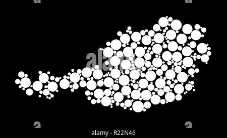 Punteggiato Austria mappa contour design isolato su sfondo nero Illustrazione Vettoriale