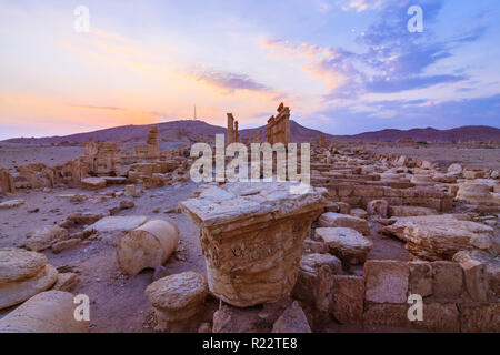 Palmyra, Homs Governatorato, Siria - Maggio 26th, 2009 : GRANDE Colonnato di Palmyra al tramonto. Costruito durante il secondo e il terzo secolo CE, si estendeva Foto Stock