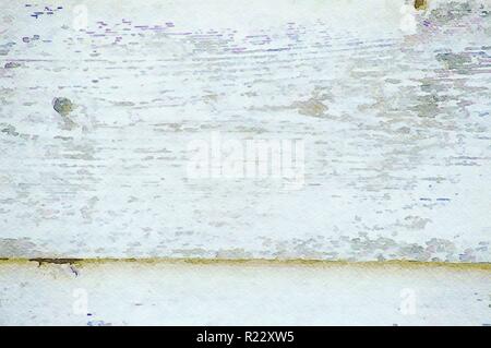La pittura ad acquerello sullo sfondo di un antico distressed doghe in legno e pannelli dalla old log annessi e granai Foto Stock