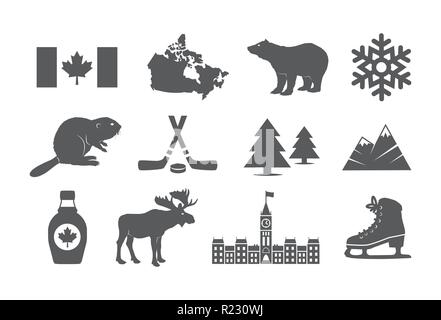 CANADA set di icone Illustrazione Vettoriale