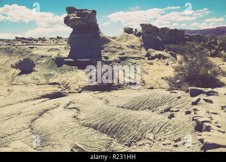 Viste di alien cercando formazioni di pietra a Ischigualasto parco provinciale Foto Stock