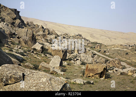 Gobustan Parco Nazionale. Azerbaigian Foto Stock