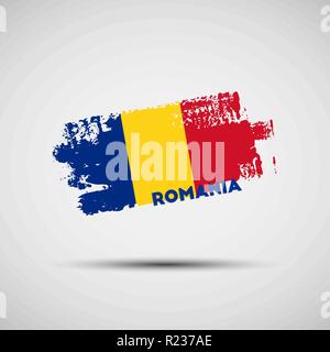 Bandiera della Romania. Illustrazione Vettoriale di grunge pennello con il rumeno bandiera nazionale dei colori per la vostra scheda grafica e web design Illustrazione Vettoriale