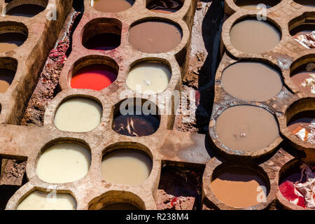 Conceria Fes, Marocco. Nord Africa e Africa Foto Stock