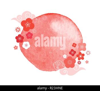 Felice Anno Nuovo Cinese 2019, anno del maiale. Banner di vettore, acquerello modello di sfondo Illustrazione Vettoriale