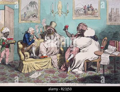 James Gillray (1756-1815) attacco 'Consultazione filantropica, dopo la perdita della slave bill'. 1796 Foto Stock