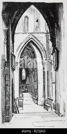 Illustrazione di un libro che raffigura il Corridoio Sud nella Cattedrale di Southwark. Cattedrale di Southwark, noto anche come la Cattedrale e la Chiesa Collegiata di San Salvatore e St Mary Overie, si trova a Southwark, Londra, dalla sponda sud del Tamigi; costruita nel XIX secolo. Datata 1913 Foto Stock