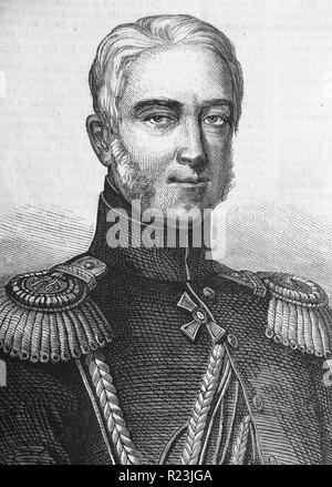 Ritratto del principe Mikhail Semyonovich Vorontsov (1782-1856) principe russo e field-marshal, rinomato per il suo successo nelle guerre napoleoniche e il più famoso per la sua partecipazione alla guerra caucasica. Datata 1850 Foto Stock