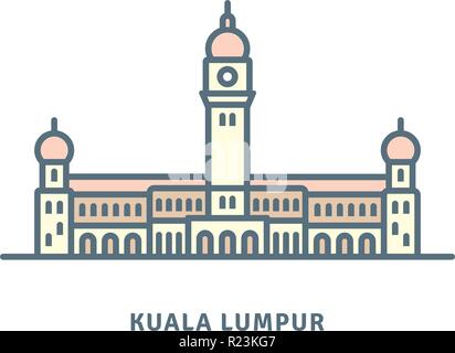 Kuala Lumpur icona linea. Palazzo Sultano Abdul Samad illustrazione vettoriale. Illustrazione Vettoriale