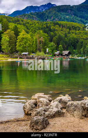 Il lago di Bohinj. Bohinj. Il Parco Nazionale del Triglav. Alta Carniola regione. La Slovenia, l'Europa. Foto Stock