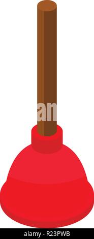 Servizi igienici icona dello stantuffo, stile isometrico Illustrazione Vettoriale