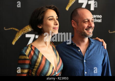 LOCARNO, Svizzera - Agosto 09, 2018: Silvia D'Amico e Daniele Parisi assiste 'L'Ospite' photocall al Festival del Film di Locarno (Ph: Mickael Chavet) Foto Stock