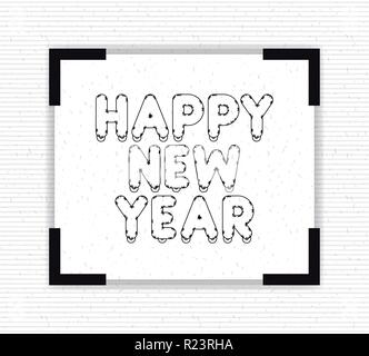 Felice anno nuovo lettering card Illustrazione Vettoriale