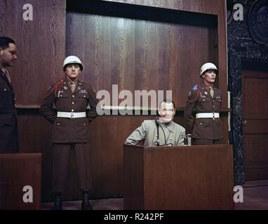 Hermann Wilhelm Goring ( 1893 - 15 ottobre 1946), uomo politico tedesco, del partito nazista (NSDAP), in prova a Norimberga i processi per crimini di guerra 1946 Foto Stock