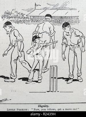 Cartoon di pubblico scolari a giocare a cricket 1938 Foto Stock