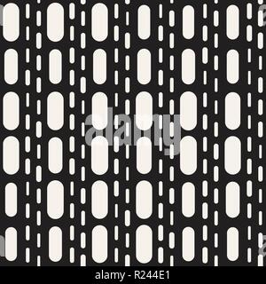 Bianco e nero arrotondato irregolari linee tratteggiate Pattern. Un moderno Illustrazione Vettoriale