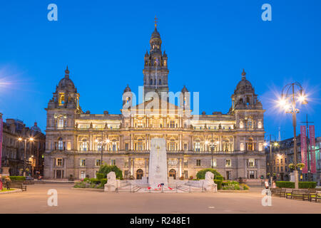 Glasgow City Chambers e George Square, Glasgow, Scotland, Regno Unito, Europa Foto Stock