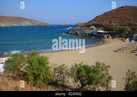 Spiaggia Kolimbithra, isola di Tinos, Cicladi, isole greche, Grecia, Europa Foto Stock