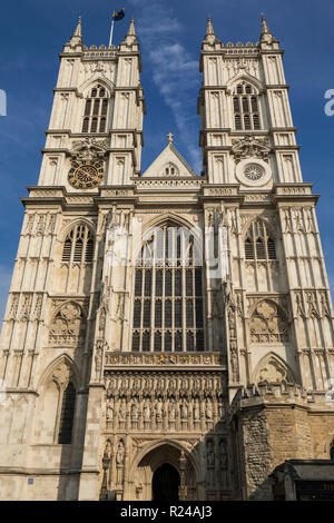 Fronte Ovest, l'Abbazia di Westminster, Londra, Inghilterra, Regno Unito, Europa Foto Stock