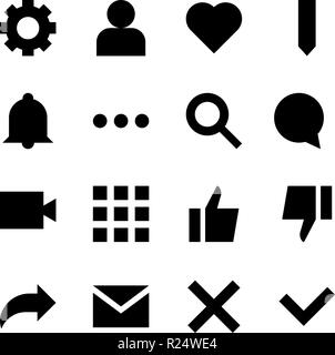 Interfaccia icone glyph per web e mobile app Illustrazione Vettoriale