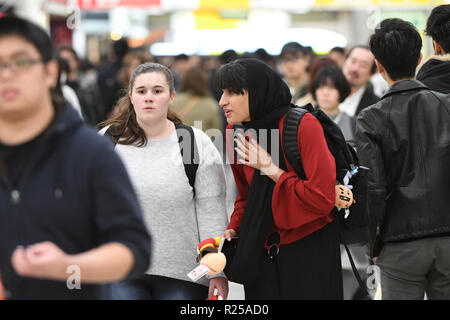 Shinjuku, Tokyo, Giappone. Xvi Nov, 2018. La gente a piedi all'interno Stationat di Shinjuku a Tokyo Giappone il venerdì 16 novembre, 2018. Foto di: Ramiro Agustin Vargas Tabares Credito: Ramiro Agustin Vargas Tabares/ZUMA filo/Alamy Live News Foto Stock
