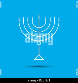 Hanukkah Menorah su fondo azzurro una Illustrazione Vettoriale