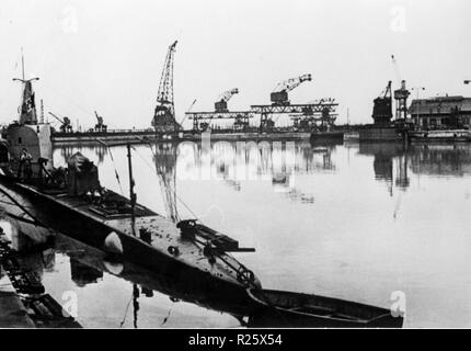 Durante la Seconda Guerra Mondiale sommergibile italiano a Bordeaux - base di betasom a Bordeaux , Francia Foto Stock