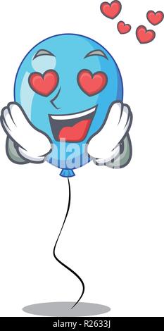 In amore parte a palloncino mascotte blu il isolato Illustrazione Vettoriale