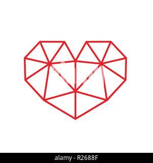 Red triangolare cuore Stile simbolo. Disponibile in EPS ridimensionabili in formato vettoriale. Isolato su sfondo bianco. Illustrazione Vettoriale