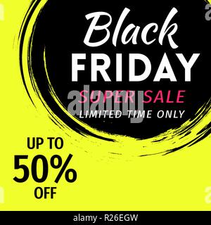Venerdì nero vendita banner invito in stile grunge Illustrazione Vettoriale