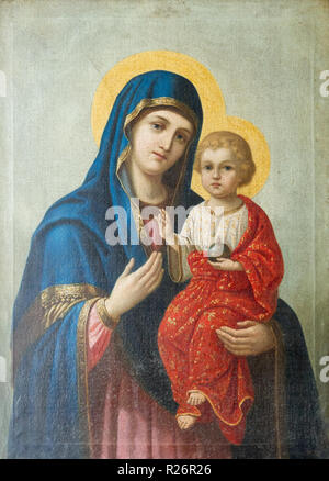 Una icona della Vergine Odigitria (Madonna della strada). Da una chiesa in Resov, Slovacchia. Intorno all'inizio del XX secolo. Attualmente in un museo Foto Stock