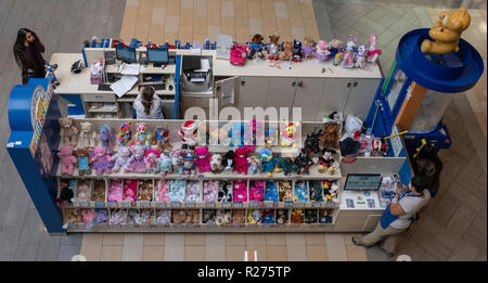 Vista panoramica di 'Build-un-Bear" banco espositore Foto Stock