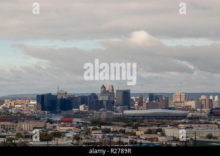 Elicottero vista aerea della città di Newark, New Jersey, STATI UNITI D'AMERICA Foto Stock
