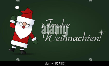 Frohe Weichnachten mit niedlichem winkendem Weihnachstmann Cartoon Foto Stock