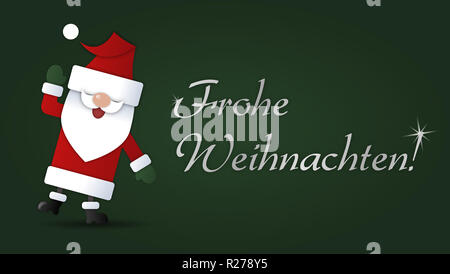 Frohe Weichnachten mit niedlichem winkendem Weihnachstmann Cartoon Foto Stock