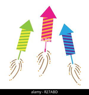 Tre colorate petardo celebrazione insieme isolato su sfondo bianco illustrazione vettoriale EPS10 Illustrazione Vettoriale