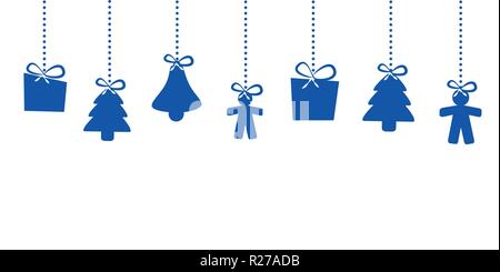 Natale decorazione pensile blue star house uomo albero di natale bell illustrazione vettoriale EPS10 Illustrazione Vettoriale