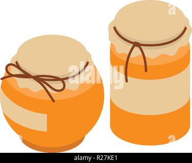 Miele icona jar. Illustrazione isometrica del miele jar icona vettore per il web Illustrazione Vettoriale