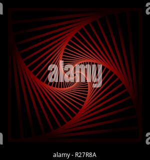 Verso l'interno rotante concentrico, piazze a spirale geometrica astratta sfondo . scale illusione ottica pattern. Illustrazione Vettoriale